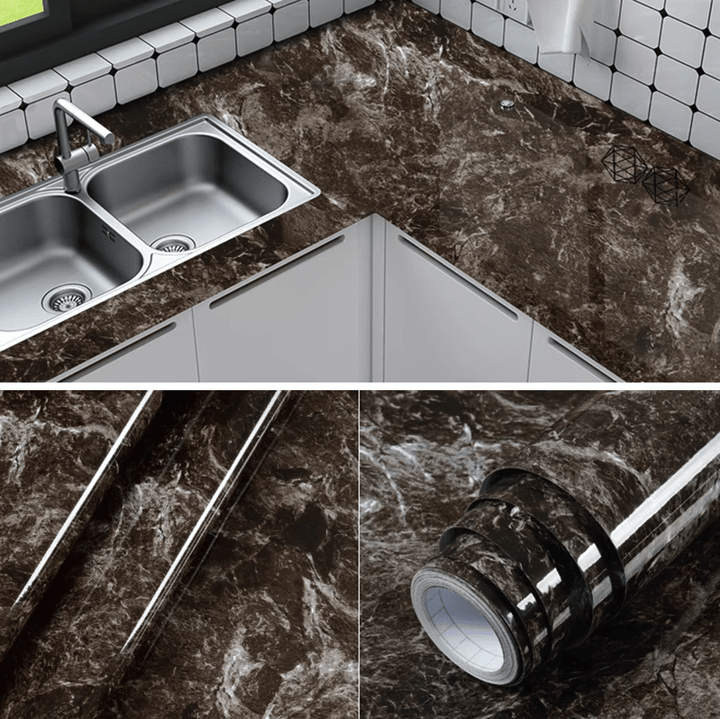 HomyDecor Brun Marmor Høyglans kontaktplast - Homy