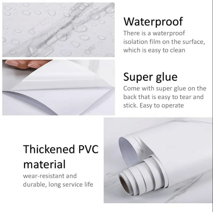 HomyDecor Grafitt Grå Marmor Høyglans Kontaktplast - Homy