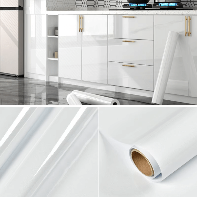 HomyDecor Hvit Glitter Høyglans kontaktplast - Homy