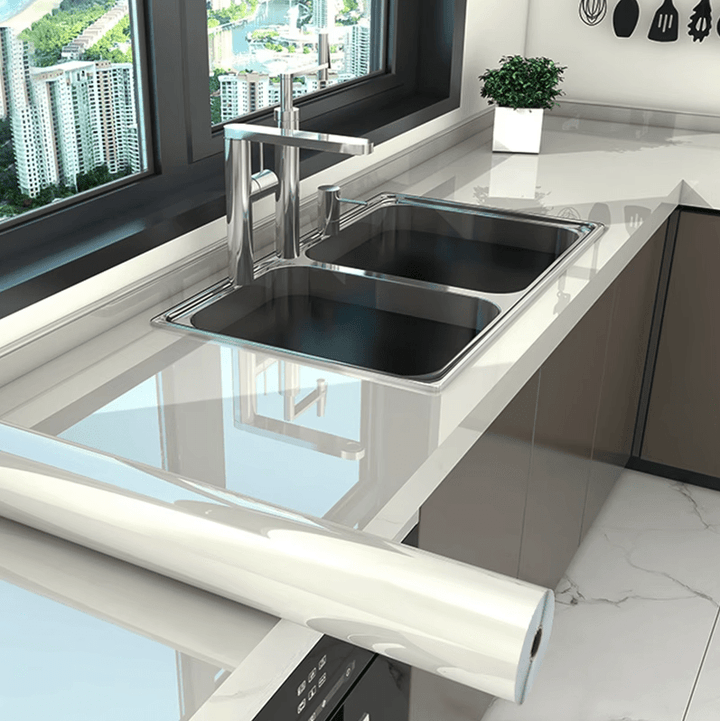 HomyDecor Lys Grå Struktur Høyglans kontaktplast - Homy