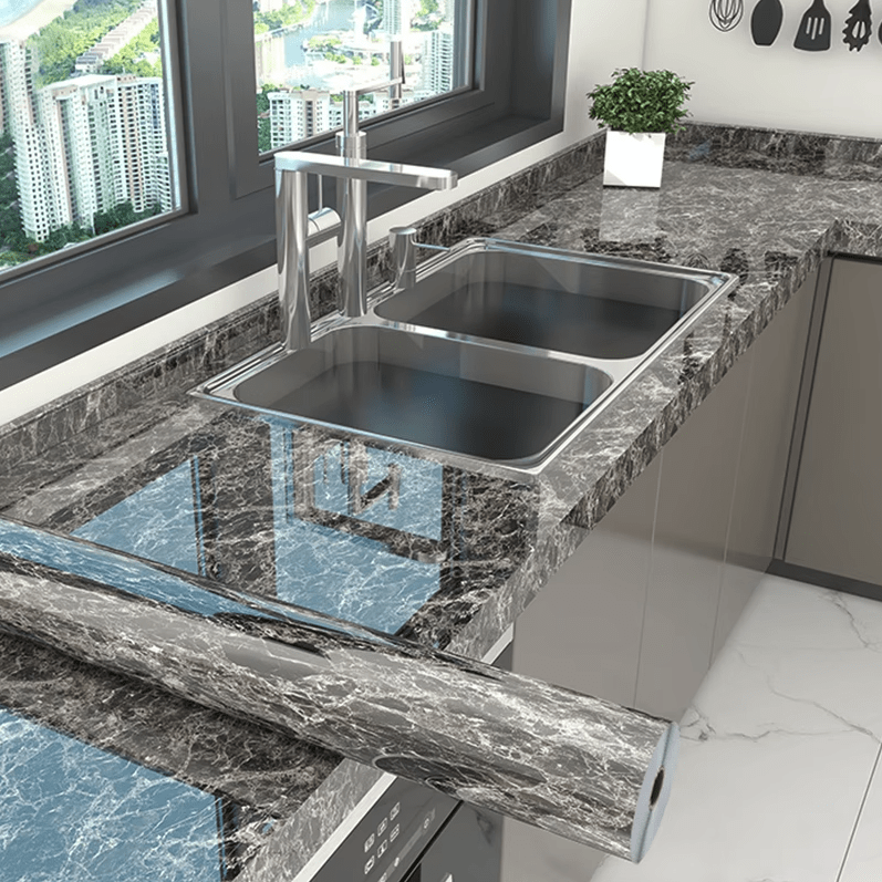 HomyDecor Mørk Marmor Høyglans kontaktplast - Homy