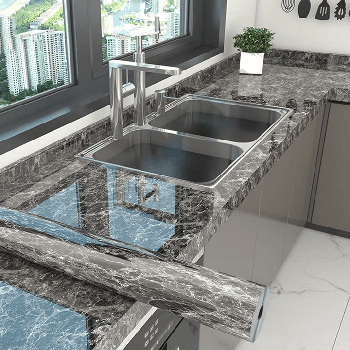 HomyDecor Mørk Marmor Høyglans kontaktplast - Homy