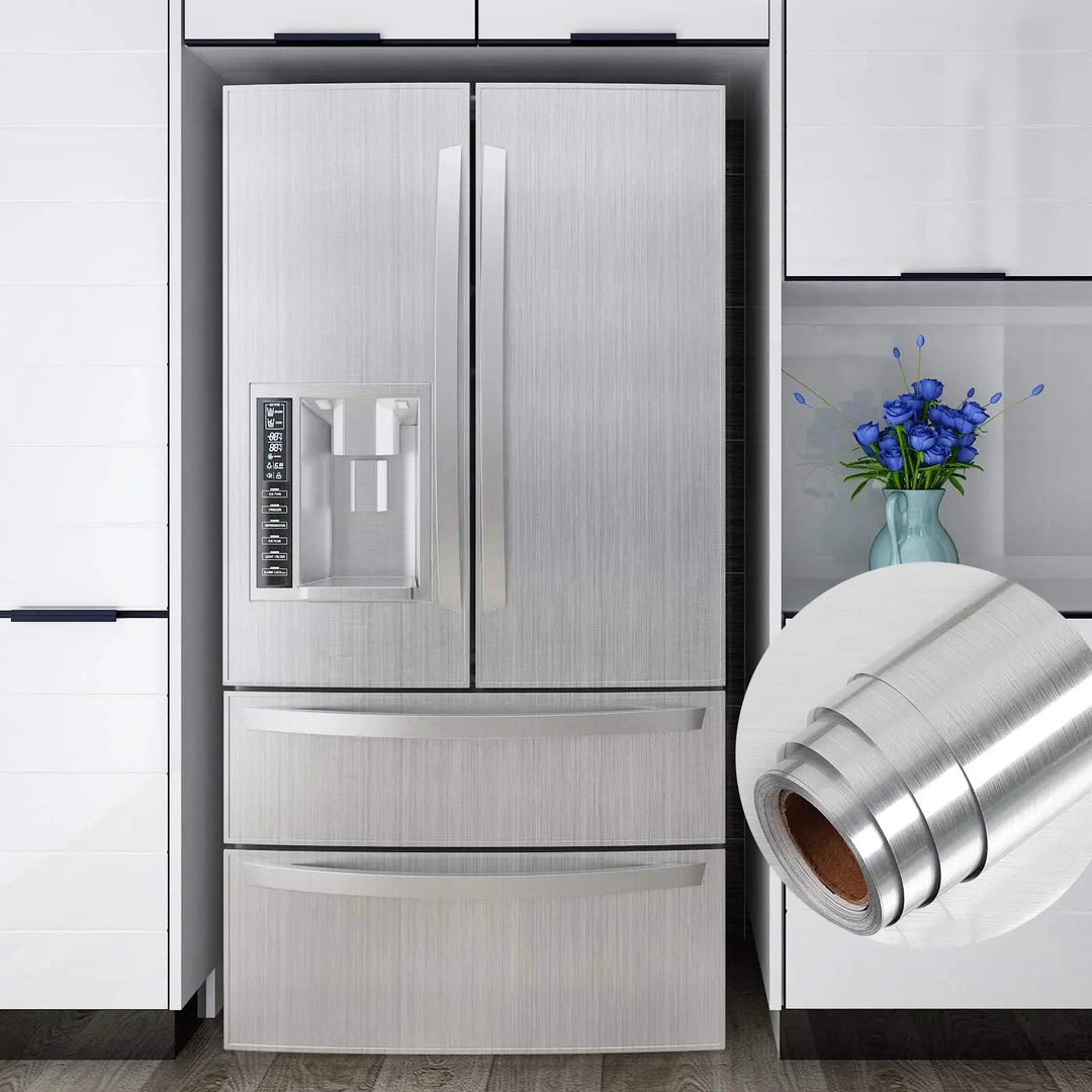 HomyDecor Sølv Metallisk med Børstet Stål - effekt kontaktplast - Homy