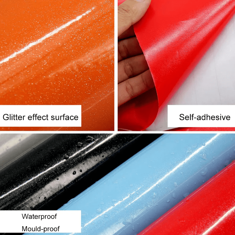 HomyDecor Sort Glitter Høyglans kontaktplast - Homy