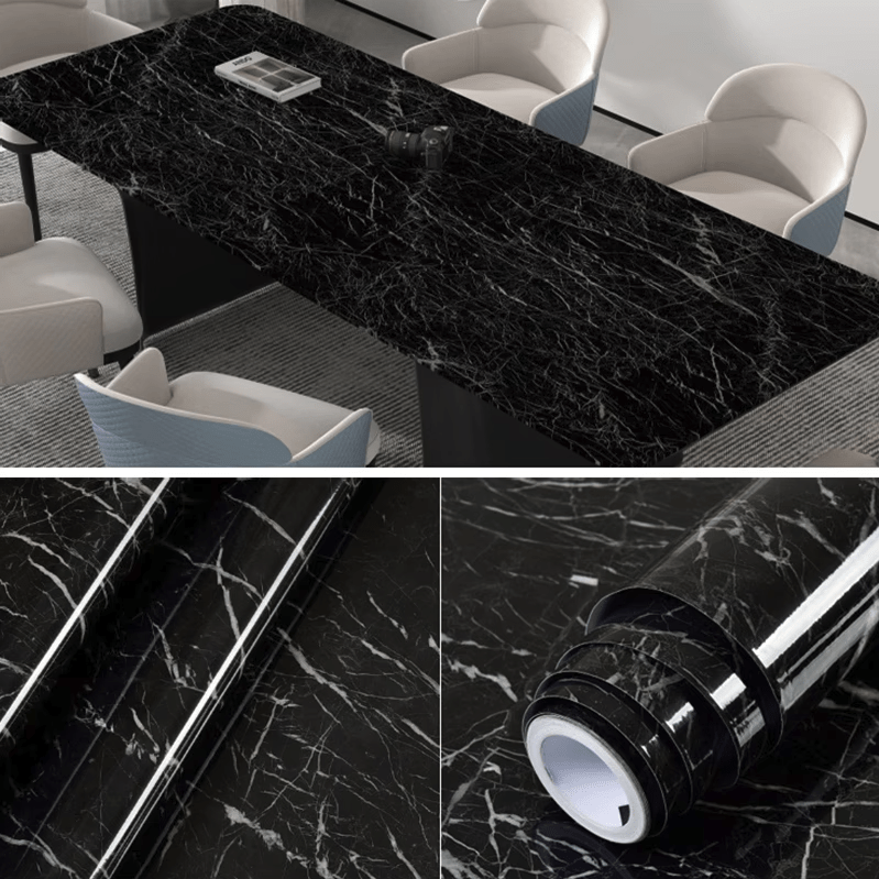 HomyDecor Sort Marmor Høyglans kontaktplast - Homy