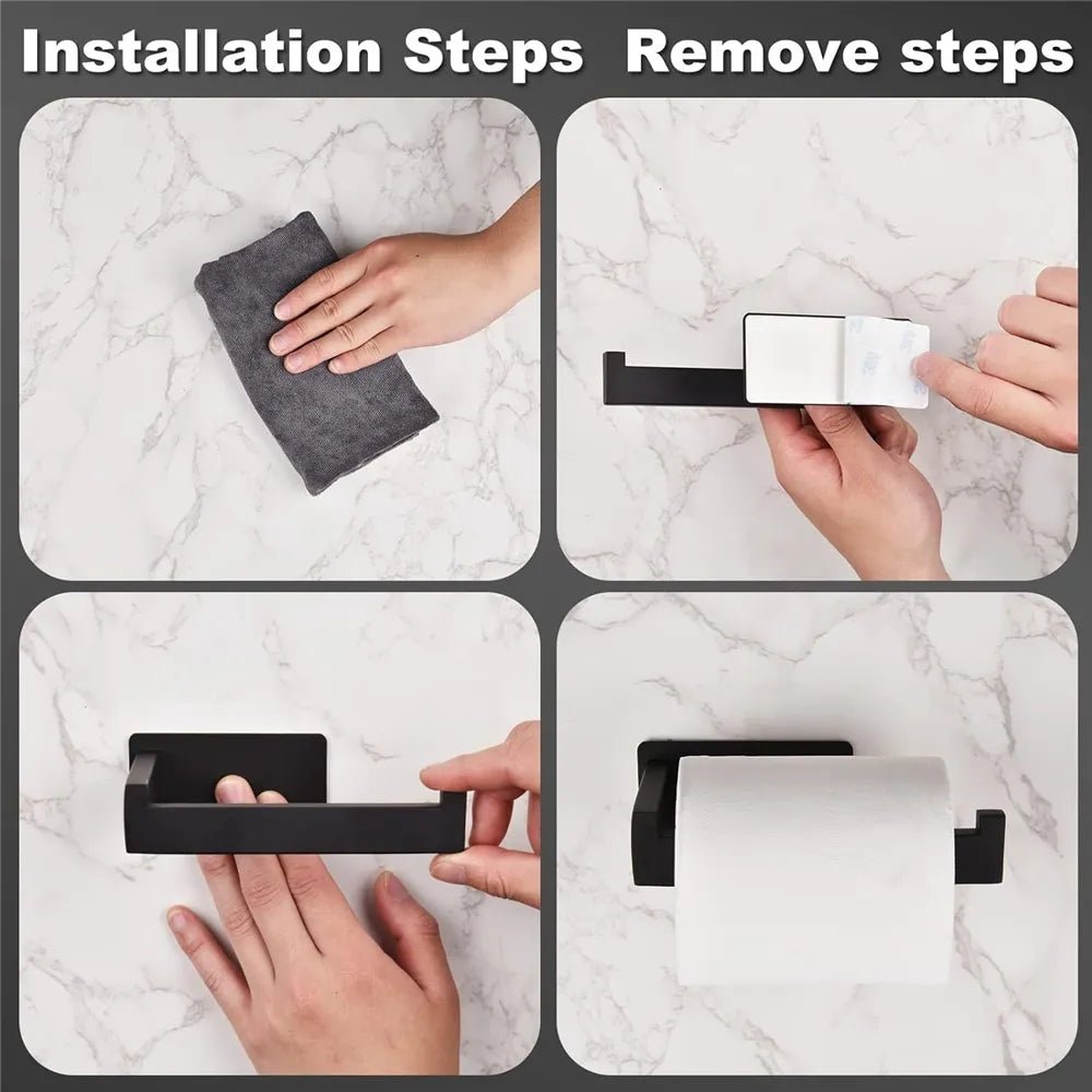 HomyDesign Elegant Selvklebende Toalettpapirholder i Sort Matt - Homy