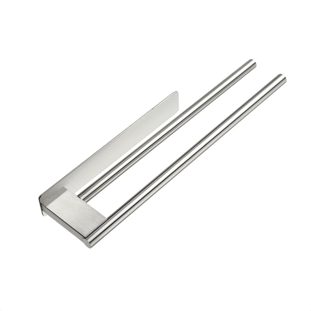 HomyDesign Selvklebende Dobbel Håndklestang i Børstet Stål – 39 cm - Homy