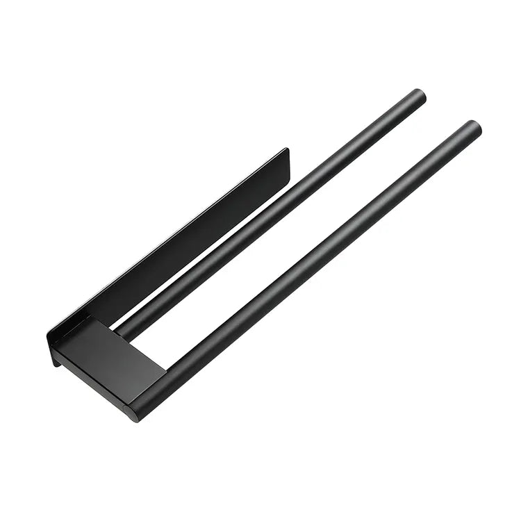HomyDesign Selvklebende Dobbel Håndklestang i Matt Sort – 39 cm - Homy