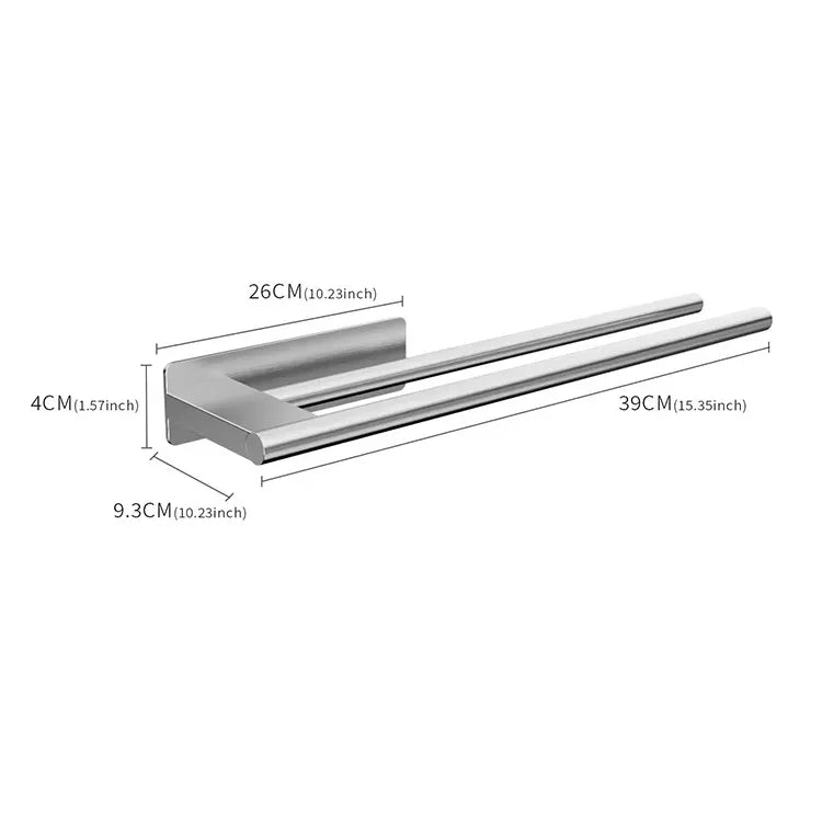 HomyDesign Selvklebende Dobbel Håndklestang i Matt Sort – 39 cm - Homy