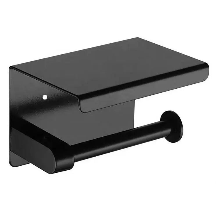 HomyDesign Selvklebende Toalettpapirholder med Hylle i Sort Matt - Homy
