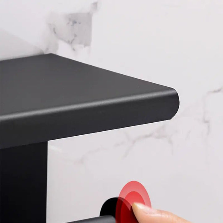 HomyDesign Selvklebende Toalettpapirholder med Hylle i Sort Matt - Homy