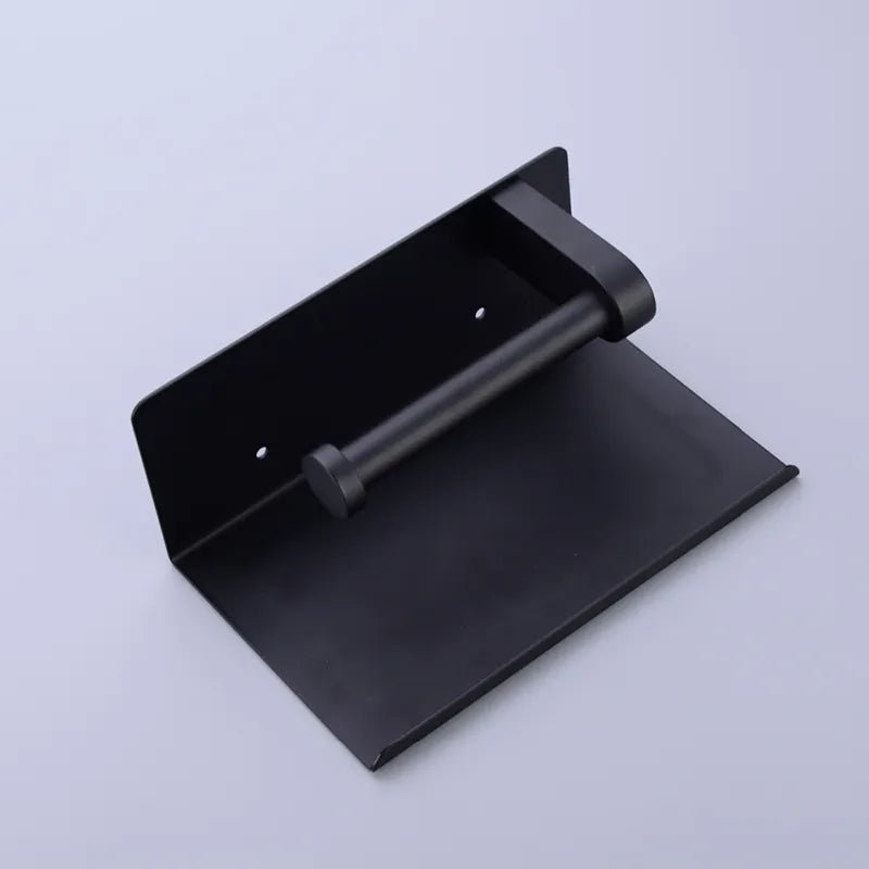 HomyDesign Selvklebende Toalettpapirholder med Hylle i Sort Matt - Homy