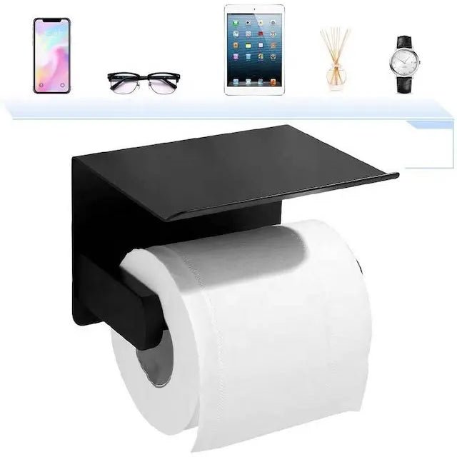 HomyDesign Selvklebende Toalettpapirholder med Mobilholder i Sort Matt - Homy