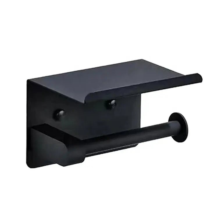 HomyDesign Selvklebende Toalettpapirholder med Mobilholder i Sort Matt - Homy