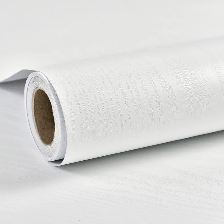 Vareprøve Silkeblank Hvit Trestruktur kontaktplast - Homy