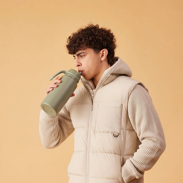 b.box Isolert Drikkeflaske med Flip - Lokk 1L - Olive - Homy