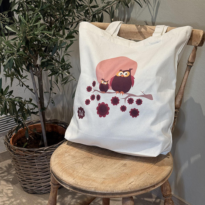 Blafre nett i bomull med trykk - Ugle - Homy