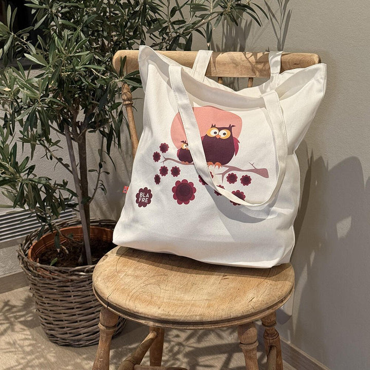 Blafre nett i bomull med trykk - Ugle - Homy