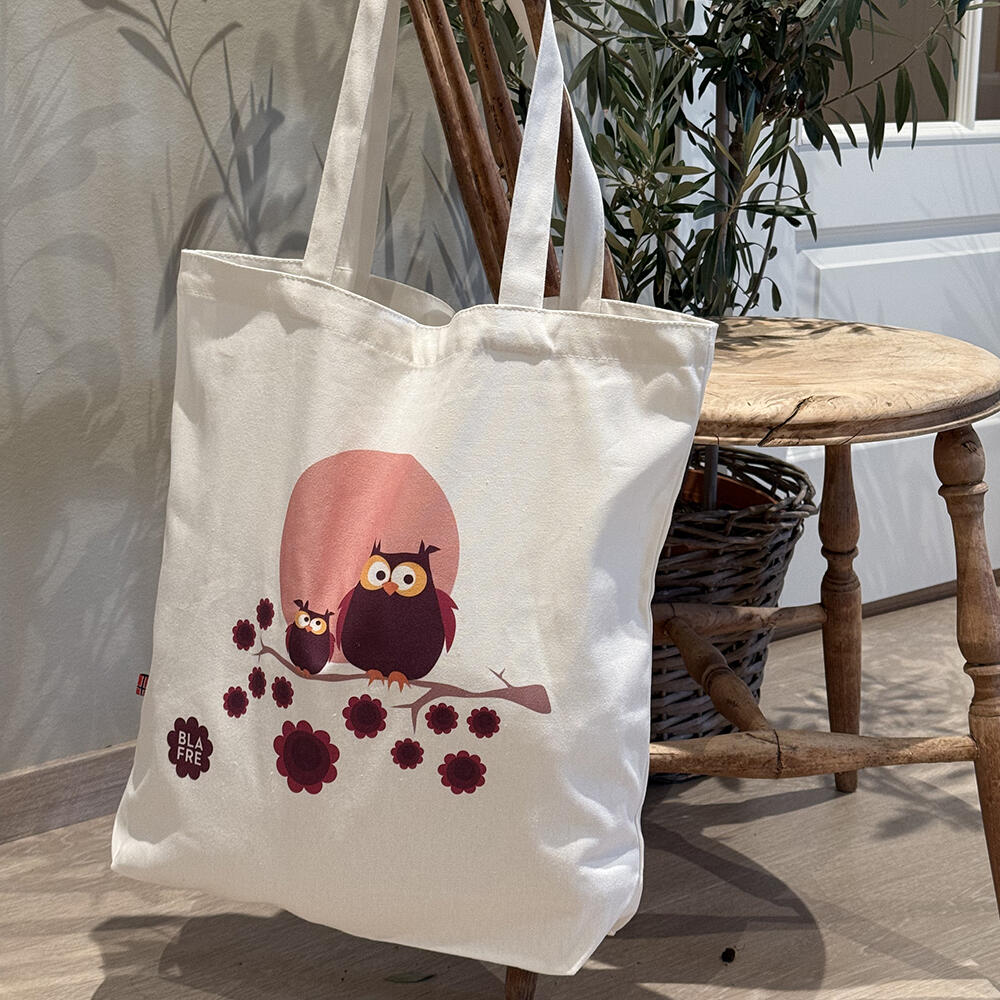 Blafre nett i bomull med trykk - Ugle - Homy