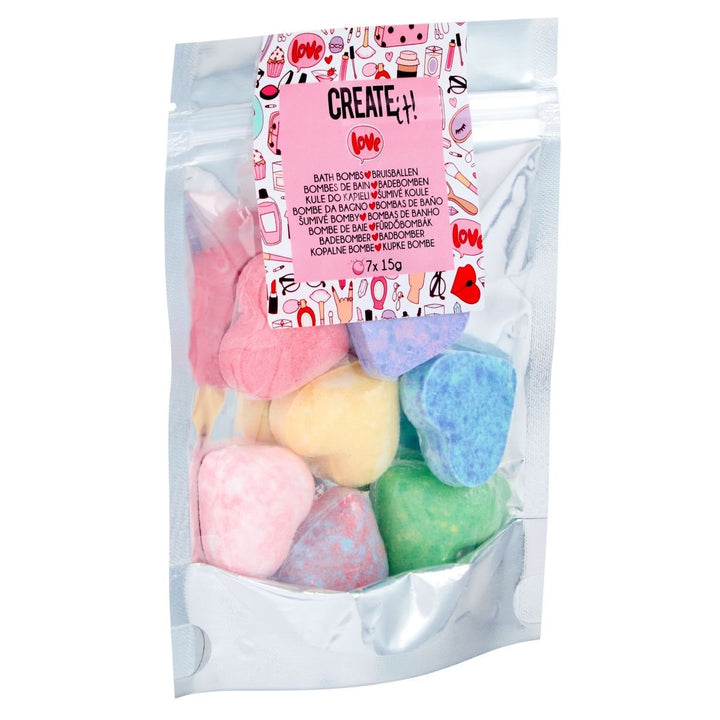 Create It! Mini Hjerteformede Badebomber - 7 stk Poptastic - Homy