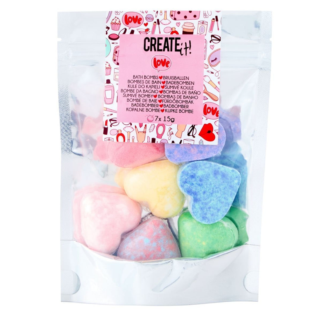 Create It! Mini Hjerteformede Badebomber - 7 stk Poptastic - Homy