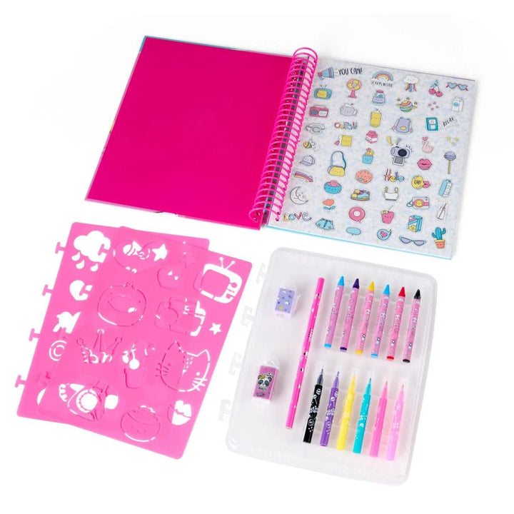 Cutie Crew Aktivitetsbok med stenciler og fargeblyanter - Sweet Princess - Homy