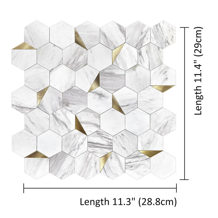 Hexagon Marmor selvklebende veggfliser - Homy