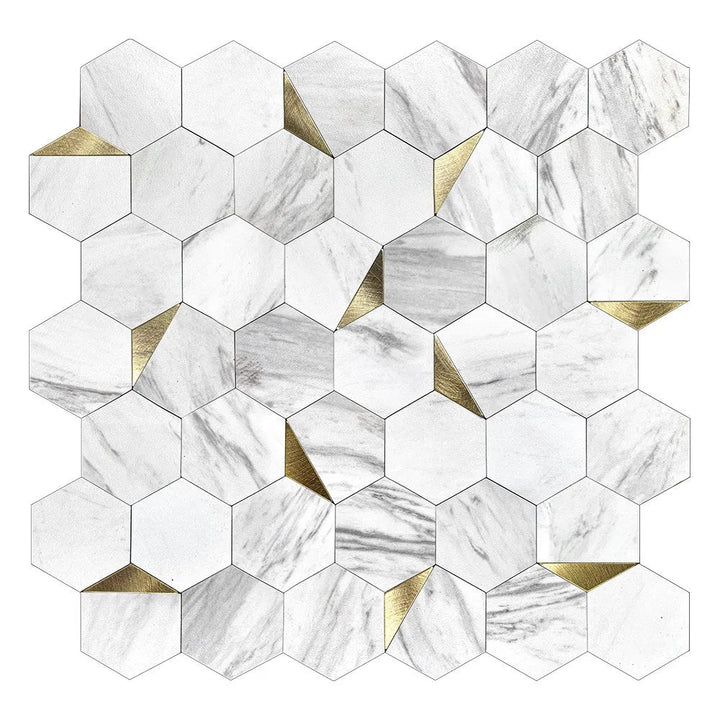 Hexagon Marmor selvklebende veggfliser - Homy