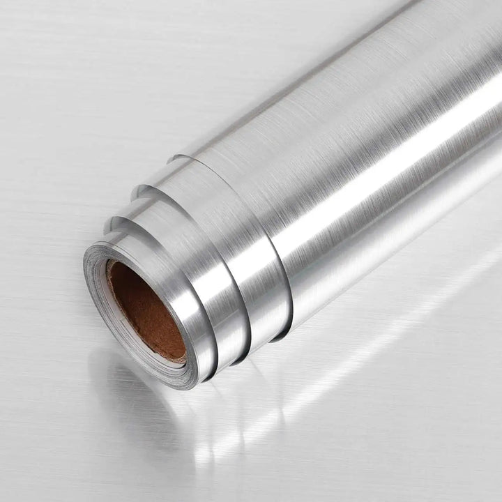 HomyDecor Sølv Metallisk med Børstet Stål - effekt kontaktplast - Homy