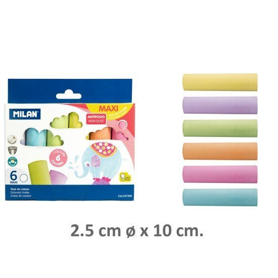 Milan Kritt 6 - pk - Fargede tavlekritt til barn - Homy