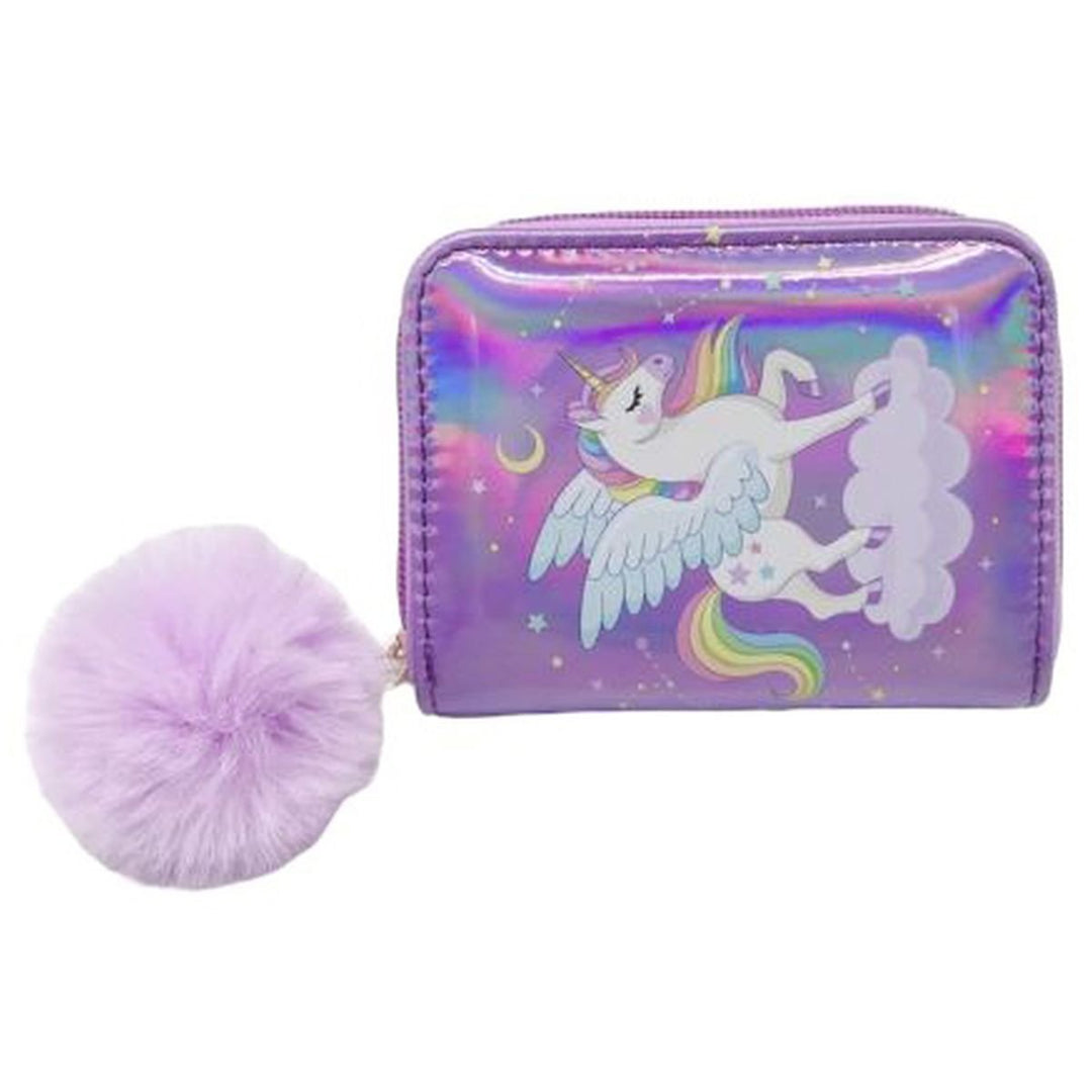 Tinka Lommebok med lilla enhjørning - med dusk og glidelås - Homy