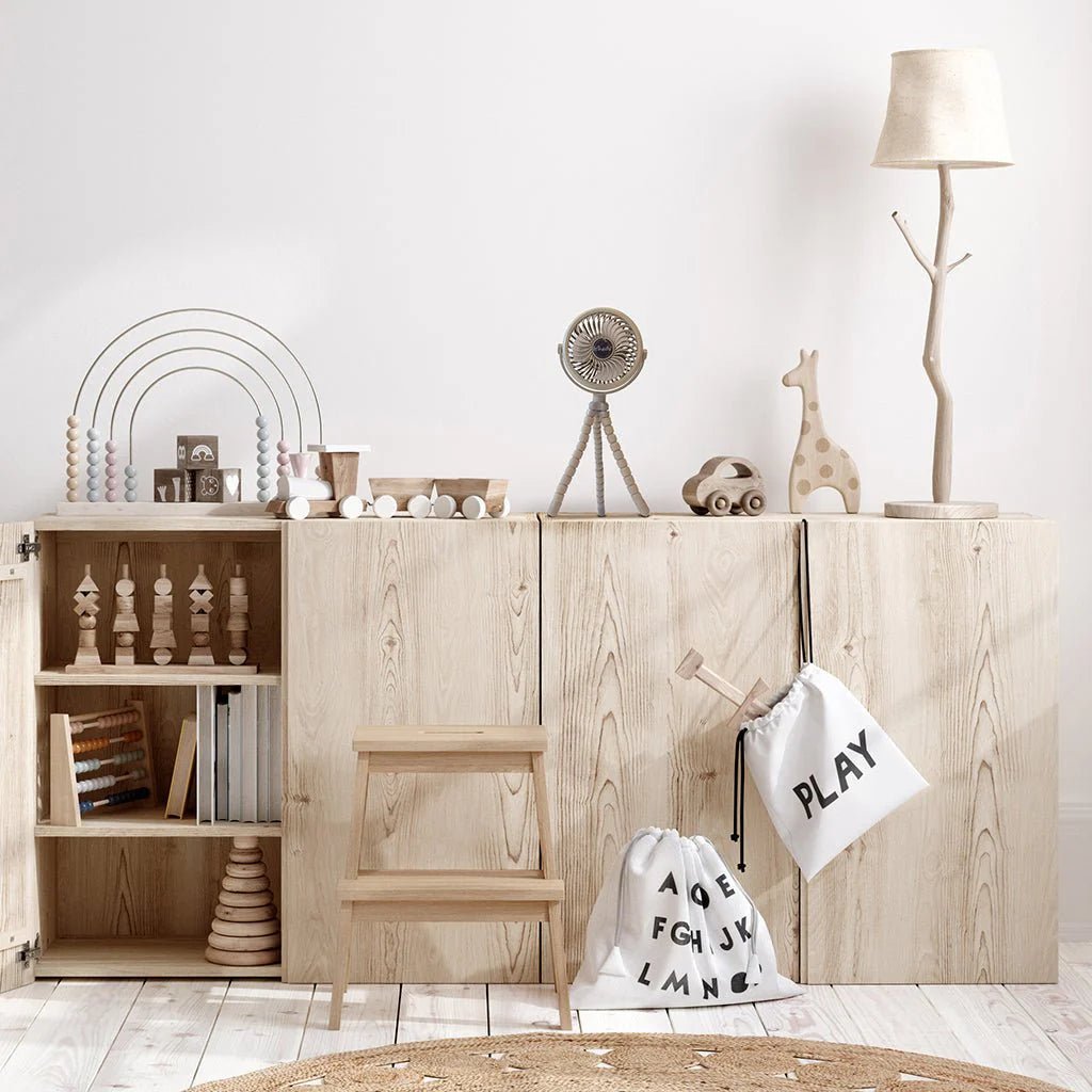 Tinkafu Oppladbar Vifte til Barnevogn – Beige - Homy