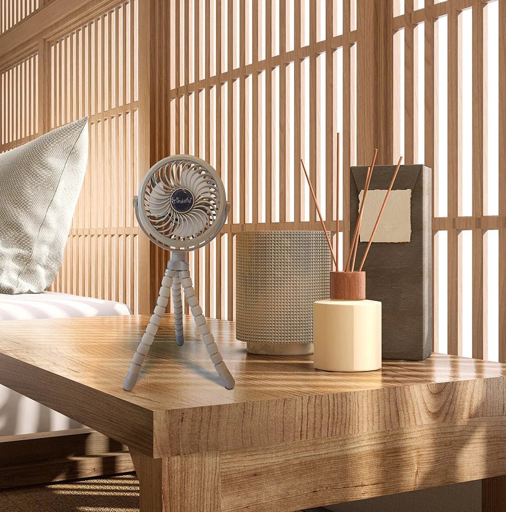 Tinkafu Oppladbar Vifte til Barnevogn – Beige - Homy