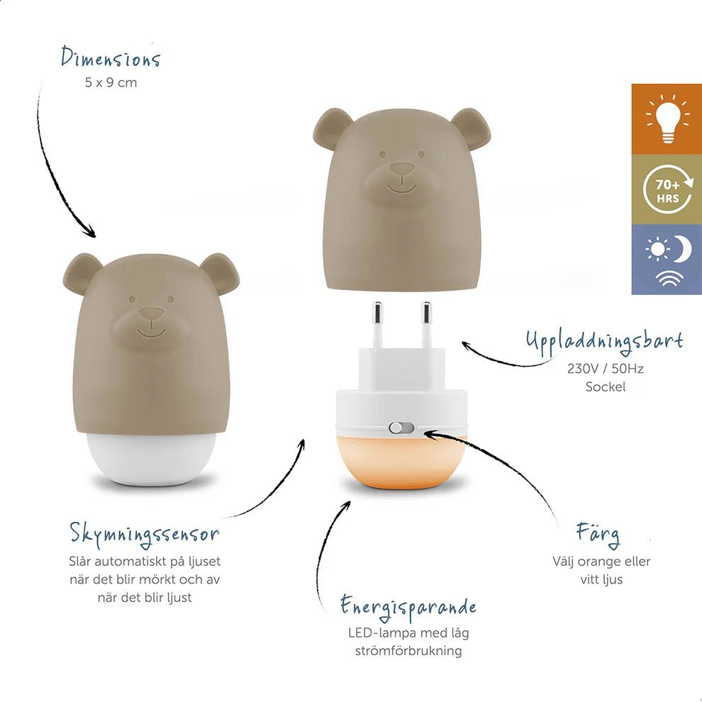 Zazu Nattlampe Benny the Bear - Sage - Homy