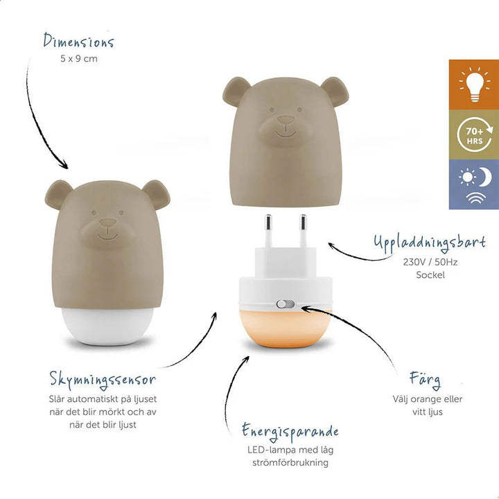 Zazu Nattlampe Benny the Bear - Sage - Homy