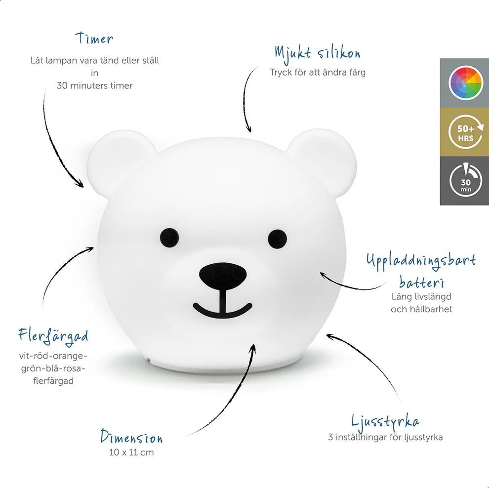 Zazu Nattlampe Bor Bjørn - Hvit - Homy