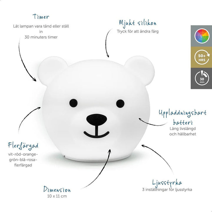 Zazu Nattlampe Bor Bjørn - Hvit - Homy